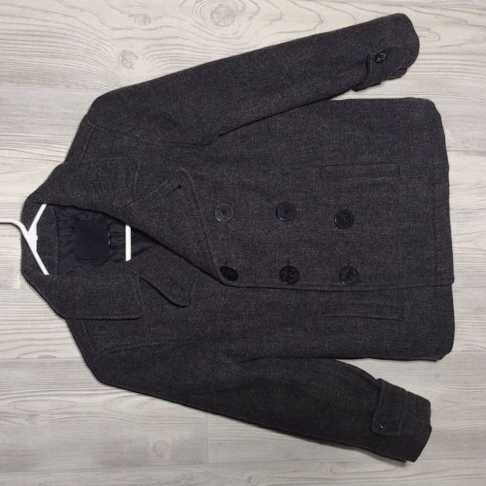 Express Charcoal Peacoat W/ Anchor Buttons